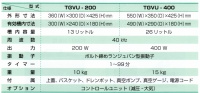 真空超音波洗浄機仕様表欄